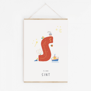 S is van Sinterklaas poster aan posterhanger